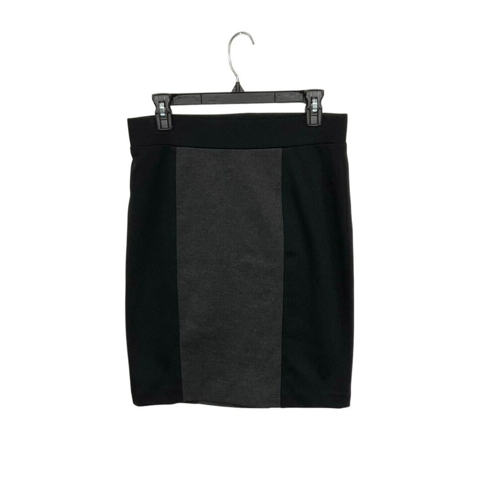 Nicole Miller Black/Gray Color-Block Knit Pencil Skirt Size Medium Stretch